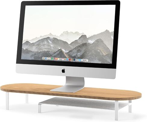 WOODCESSORIES - Phone Mount Monitor Stand Wood, iPhone Elevation Desk (White) in Saudi Arabia