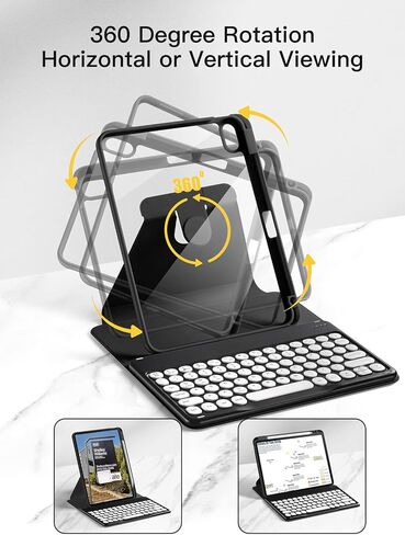 Rotatable Keyboard Case for New iPad 10.9 inch 10th Generation 2022, 360 Degree Rotation & Auto Wake/Sleep,Magnetic Detachable Wireless Bluetooth Keyboard for Apple iPad 10.9 Inch 2022(black) in Kuwait