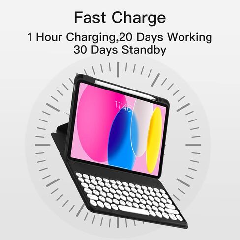 Rotatable Keyboard Case for New iPad 10.9 inch 10th Generation 2022, 360 Degree Rotation & Auto Wake/Sleep,Magnetic Detachable Wireless Bluetooth Keyboard for Apple iPad 10.9 Inch 2022(black) in Kuwait