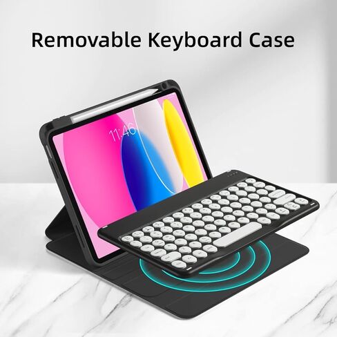 Rotatable Keyboard Case for New iPad 10.9 inch 10th Generation 2022, 360 Degree Rotation & Auto Wake/Sleep,Magnetic Detachable Wireless Bluetooth Keyboard for Apple iPad 10.9 Inch 2022(black) in Kuwait
