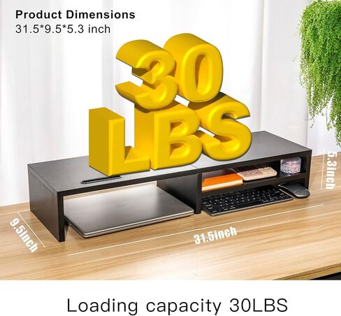 Monitor Stand Riser,2 Tiers Wood Laptop Computer Monitor Riser Stand with Storage Organizer.Desktop Screen Monitor Stand Riser with Storage Organizer for Home Office,31.5 Inch (Black) in Saudi Arabia
