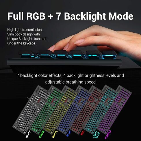 Redragon S107 Gaming Keyboard and Mouse Combo Large Mouse Pad Mechanical Feel RGB Backlit 3200 DPI Mouse for Windows PC (Keyboard Mouse Mousepad Set) in Saudi Arabia
