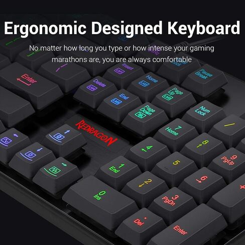Redragon S107 Gaming Keyboard and Mouse Combo Large Mouse Pad Mechanical Feel RGB Backlit 3200 DPI Mouse for Windows PC (Keyboard Mouse Mousepad Set) in Saudi Arabia