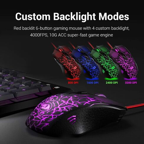 Redragon S107 Gaming Keyboard and Mouse Combo Large Mouse Pad Mechanical Feel RGB Backlit 3200 DPI Mouse for Windows PC (Keyboard Mouse Mousepad Set) in Saudi Arabia