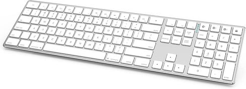 لوحة مفاتيح QWERTY لاسلكية متعددة الأجهزة من JOYACCESS بلوتوث نحيفة وهادئة مع لوحة مفاتيح رقمية، لوحة مفاتيح من الألومنيوم للكمبيوتر المحمول والكمبيوتر والكمبيوتر الشخصي والنوافذ (أزرق وأبيض) in Saudi Arabia