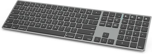 لوحة مفاتيح QWERTY لاسلكية متعددة الأجهزة من JOYACCESS بلوتوث نحيفة وهادئة مع لوحة مفاتيح رقمية، لوحة مفاتيح من الألومنيوم للكمبيوتر المحمول والكمبيوتر والكمبيوتر الشخصي والنوافذ (أزرق وأبيض) in Saudi Arabia