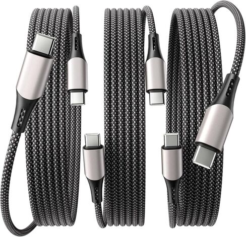 USB C to USB C Cable 6.6ft 3 Pcs, 60W/3A USB C to USB C Fast Charger Cable, Nylon Braided USB C Charger Cable, Type C Charging Cable Compatible with iPhone 15/15 Pro/15 Pro Max, Galaxy S23/S23 Ultra in Kuwait