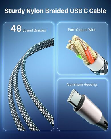USB C to USB C Cable 6.6ft 3 Pcs, 60W/3A USB C to USB C Fast Charger Cable, Nylon Braided USB C Charger Cable, Type C Charging Cable Compatible with iPhone 15/15 Pro/15 Pro Max, Galaxy S23/S23 Ultra in Kuwait