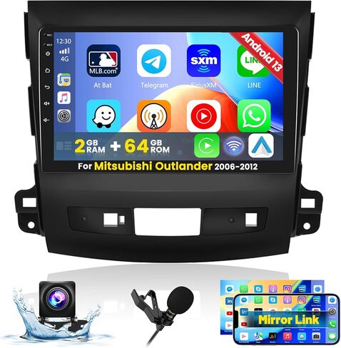 Roinvou [2G+64G] Car Radio for Mitsubishi Outlander 2006-2012 with Wireless Carplay/Android Auto, 9 Inch Android 13 IPS Touch Screen Car Stereo, Bluetooth, GPS Navi, WiFi, 28UI, DSP + Backup Camera in Saudi Arabia