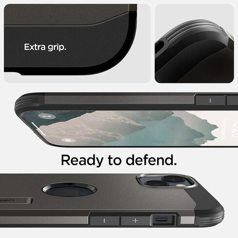 حافظة Spigen Tough Armor MagFit مصممة لهاتف iPhone 14 (2022) [مسند] [حماية من الدرجة العسكرية] متوافقة مع MagSafe - أسود in Saudi Arabia