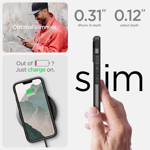حافظة Spigen Tough Armor MagFit مصممة لهاتف iPhone 14 (2022) [مسند] [حماية من الدرجة العسكرية] متوافقة مع MagSafe - أسود in Saudi Arabia
