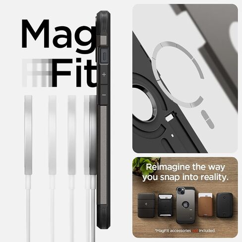 حافظة Spigen Tough Armor MagFit مصممة لهاتف iPhone 14 (2022) [مسند] [حماية من الدرجة العسكرية] متوافقة مع MagSafe - أسود in Saudi Arabia