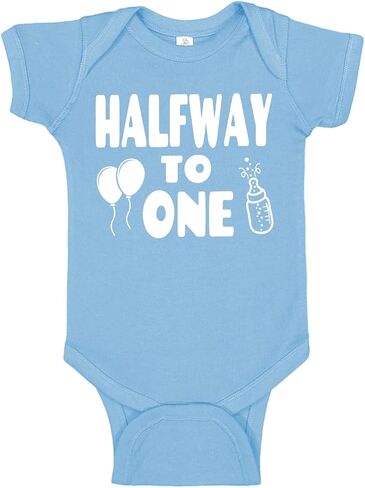 Aiden's Corner Handmade Cute Baby Boy Girl Halfway To One Bodysuits - Half Birthday Infant Newborn Clothes in Saudi Arabia