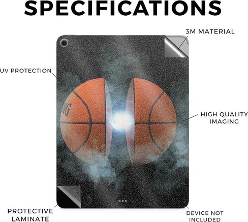 Carbon Fiber Tablet Skin Compatible with Apple iPad Air 13 (M2) 2024 - Basketball Orb - Premium 3M Vinyl Protective Wrap Decal Cover - Easy to Apply | Crafted in The USA by MightySkins in Saudi Arabia