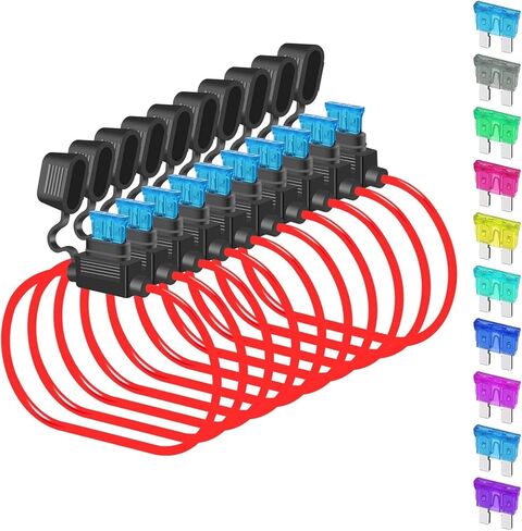 5 قطعة 14AWG فيوز حامل مضمنة ATC/ATO 32 فولت السيارات، مع 50 قطعة منصهر شفرة السيارة القياسي (1A 2A 3A 4A 5A 7.5A 10A 15A 20A 30A) in Kuwait