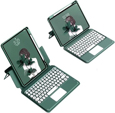 iPad 9 8 7 iPad 10.2'' 9th 8th 7th Gen/ Air3 Pro10.5'' حافظة لوحة المفاتيح لوحة اللمس لوحة اللمس الأفقية/الرأسية مسند مغناطيسي قابل للفصل BT غطاء خلفي شفاف (iPad10.2''/10.5''، أخضر داكن) in Saudi Arabia