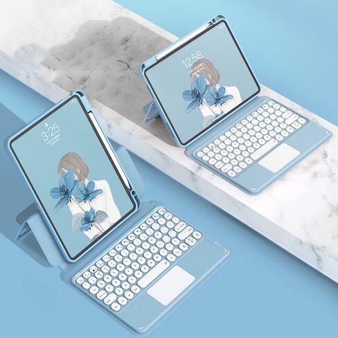 iPad 9 8 7 iPad 10.2'' 9th 8th 7th Gen/ Air3 Pro10.5'' حافظة لوحة المفاتيح لوحة اللمس لوحة اللمس الأفقية/الرأسية مسند مغناطيسي قابل للفصل BT غطاء خلفي شفاف (iPad10.2''/10.5''، أخضر داكن) in Saudi Arabia