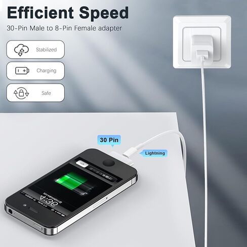 محول Lightning إلى 30 Pin، موصل شحن ومزامنة 8 Pin Female إلى 30 Pin Male محول محول لنماذج iPhone وiPad وiPod مختارة in Kuwait
