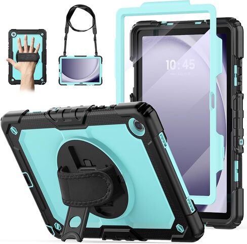 Case for Samsung Galaxy Tab A9+/A9 Plus 5G Tablet 11'' with Screen Protector, 360 Rotating Hand Strap & Stand, Protective Case for Galaxy Tab A9 Plus/ A9+ 11'' SM-X210/X216/X218 (Black) in Saudi Arabia
