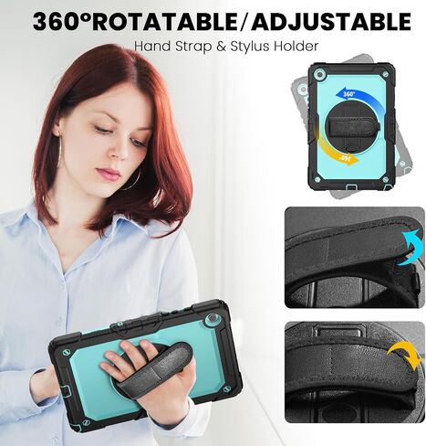 Case for Samsung Galaxy Tab A9+/A9 Plus 5G Tablet 11'' with Screen Protector, 360 Rotating Hand Strap & Stand, Protective Case for Galaxy Tab A9 Plus/ A9+ 11'' SM-X210/X216/X218 (Black) in Saudi Arabia