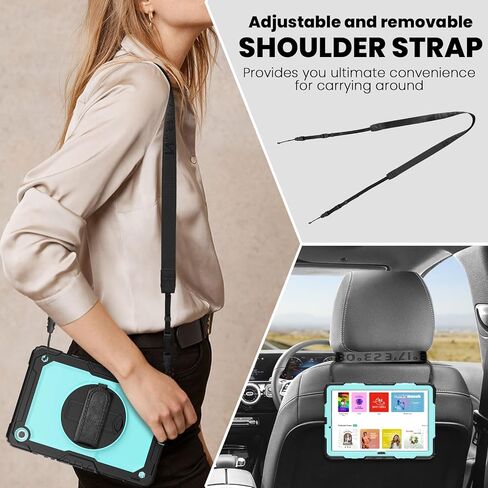 Case for Samsung Galaxy Tab A9+/A9 Plus 5G Tablet 11'' with Screen Protector, 360 Rotating Hand Strap & Stand, Protective Case for Galaxy Tab A9 Plus/ A9+ 11'' SM-X210/X216/X218 (Black) in Saudi Arabia