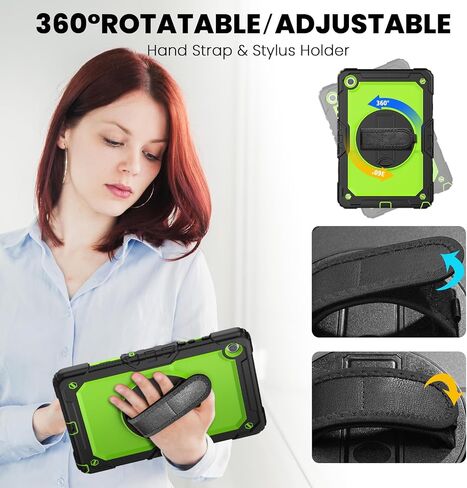 Case for Samsung Galaxy Tab A9+/A9 Plus 5G Tablet 11'' with Screen Protector, 360 Rotating Hand Strap & Stand, Protective Case for Galaxy Tab A9 Plus/ A9+ 11'' SM-X210/X216/X218 (Black) in Saudi Arabia