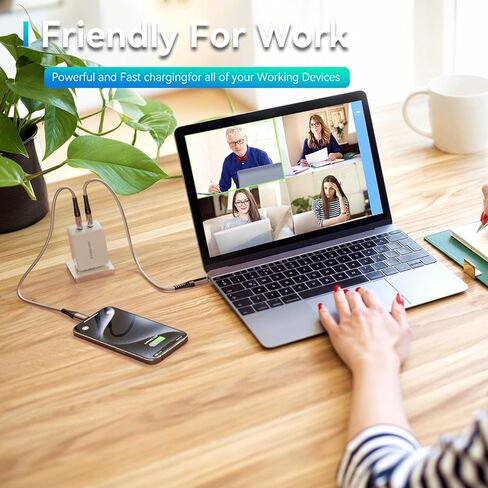 65W USB C Wall Charger, Fast Travel Charger, PD3.0 GaN III Charger with Foldable Plug, Compatible with iPhone 15 Pro/14 Pro Max/13/12, iPad Pro, MacBook Pro, Galaxy S23 Ultra/S22 and More in Kuwait