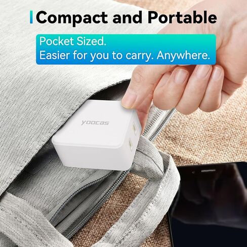 65W USB C Wall Charger, Fast Travel Charger, PD3.0 GaN III Charger with Foldable Plug, Compatible with iPhone 15 Pro/14 Pro Max/13/12, iPad Pro, MacBook Pro, Galaxy S23 Ultra/S22 and More in Kuwait