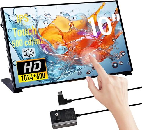 شاشة GeeekPi تعمل باللمس سعوية 7 بوصة لـ Raspberry Pi، شاشة HDMI IPS 1024X600 LCD مع مكبر صوت مزدوج لـ Raspberry Pi 5/4B/3B+/3B/B+، مع فتحة تثبيت لتثبيت لوحة Raspberry Pi in Kuwait