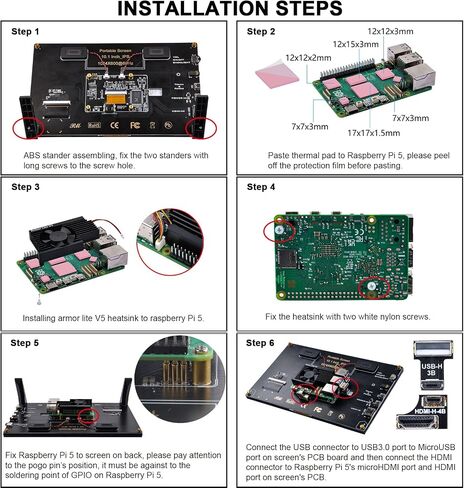 شاشة GeeekPi تعمل باللمس سعوية 7 بوصة لـ Raspberry Pi، شاشة HDMI IPS 1024X600 LCD مع مكبر صوت مزدوج لـ Raspberry Pi 5/4B/3B+/3B/B+، مع فتحة تثبيت لتثبيت لوحة Raspberry Pi in Kuwait