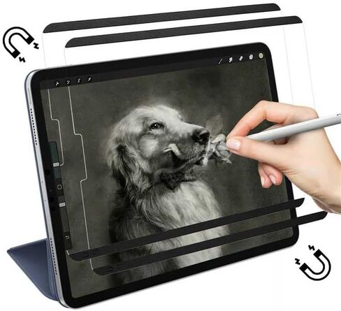 قطعتان من واقي الشاشة الورقي المغناطيسي لجهاز iPad 10.2 بوصة (2021/2020/2019)/ iPad الجيل التاسع/الثامن/السابع وiPad Pro 10.5 بوصة/iPad Air 3th، قابل للغسل، مضاد للتوهج، طبقة ورقية قابلة للإزالة in Kuwait