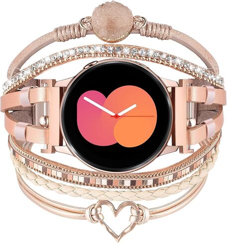 سوار KOREDA مطرز بوهو لساعة Samsung Galaxy Watch 7 6 5 4 FE Band 40mm 44mm، Galaxy Watch 6 4 Classic Band 42mm 46mm 43mm 47mm/Galaxy Watch 5 Pro/Active 2 Band Women، 20mm جلد مصنوع يدويًا متعدد الطبقات in Saudi Arabia