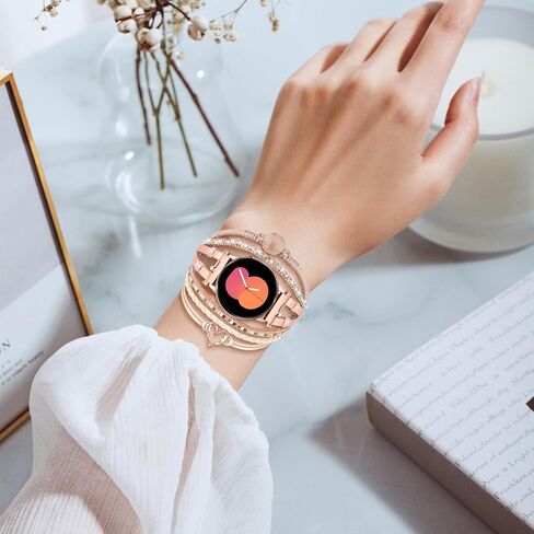 سوار KOREDA مطرز بوهو لساعة Samsung Galaxy Watch 7 6 5 4 FE Band 40mm 44mm، Galaxy Watch 6 4 Classic Band 42mm 46mm 43mm 47mm/Galaxy Watch 5 Pro/Active 2 Band Women، 20mm جلد مصنوع يدويًا متعدد الطبقات in Saudi Arabia