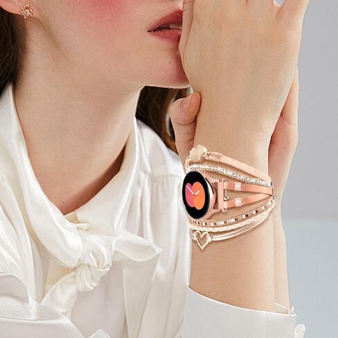 سوار KOREDA مطرز بوهو لساعة Samsung Galaxy Watch 7 6 5 4 FE Band 40mm 44mm، Galaxy Watch 6 4 Classic Band 42mm 46mm 43mm 47mm/Galaxy Watch 5 Pro/Active 2 Band Women، 20mm جلد مصنوع يدويًا متعدد الطبقات in Saudi Arabia