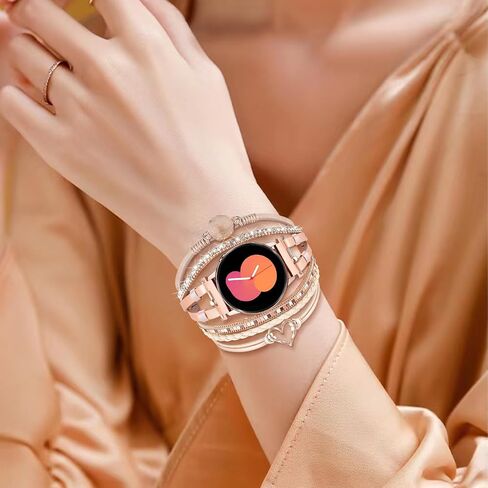 سوار KOREDA مطرز بوهو لساعة Samsung Galaxy Watch 7 6 5 4 FE Band 40mm 44mm، Galaxy Watch 6 4 Classic Band 42mm 46mm 43mm 47mm/Galaxy Watch 5 Pro/Active 2 Band Women، 20mm جلد مصنوع يدويًا متعدد الطبقات in Saudi Arabia
