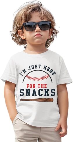GLIGLITTR Baseball Shirt for Toddler Boys Girls I'm Just Here for the Snacks Funny Tshirt Kids Short Sleeve Summer Tee Tops in Saudi Arabia