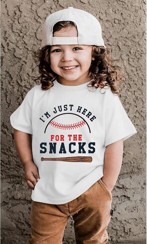 GLIGLITTR Baseball Shirt for Toddler Boys Girls I'm Just Here for the Snacks Funny Tshirt Kids Short Sleeve Summer Tee Tops in Saudi Arabia