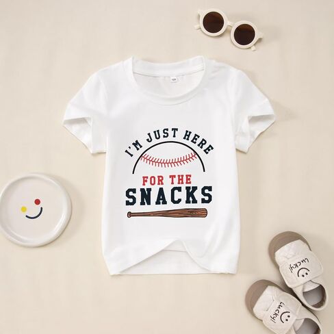 GLIGLITTR Baseball Shirt for Toddler Boys Girls I'm Just Here for the Snacks Funny Tshirt Kids Short Sleeve Summer Tee Tops in Saudi Arabia