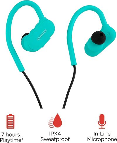 Aiwa Water Bottle with Speaker and Earphone Bundle - 400ml Water Bottle with 4 Hour Playtime and Wireless Sports Earphones with Integrated Mic, 10 Hours Playtime for Workout, Camping and Hiking in Saudi Arabia
