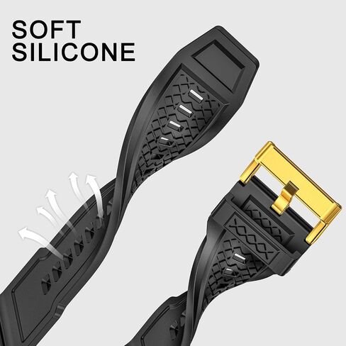 Silicone Band with Stainless Steel Case Cover Compatible with Samsung Galaxy Watch 4 5 6 44mm Bands Protective Case for Men (Black) in Saudi Arabia