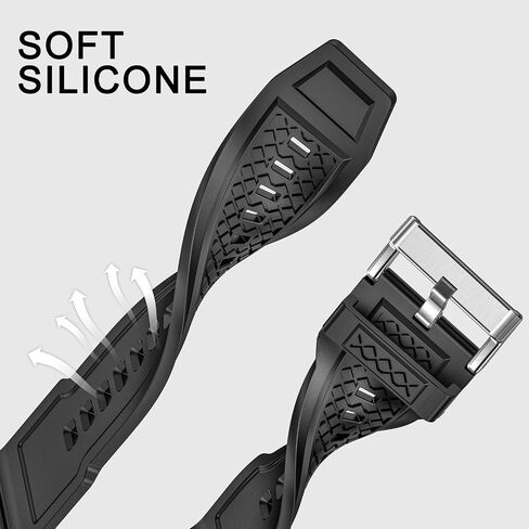 Silicone Band with Stainless Steel Case Cover Compatible with Samsung Galaxy Watch 4 5 6 44mm Bands Protective Case for Men (Black) in Saudi Arabia
