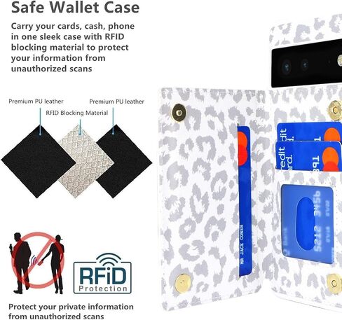 iCoverCase for Google Pixel 6 Case with Card Holder, Pixel 6 Wallet Phone Case for Women Men [RFID Blocking] PU Leather Protective Wallet Case for Pixel 6 (Gray Leopard) in Saudi Arabia