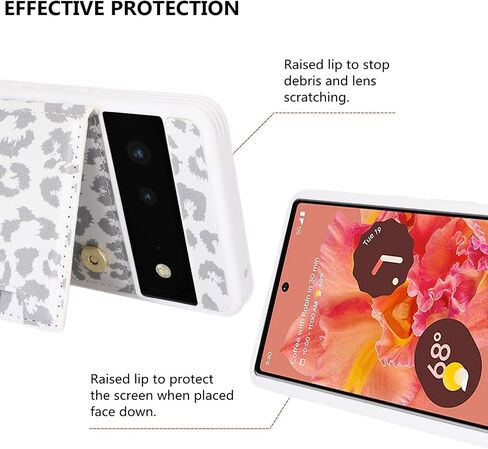 iCoverCase for Google Pixel 6 Case with Card Holder, Pixel 6 Wallet Phone Case for Women Men [RFID Blocking] PU Leather Protective Wallet Case for Pixel 6 (Gray Leopard) in Saudi Arabia