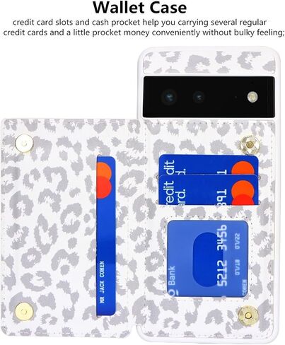 iCoverCase for Google Pixel 6 Case with Card Holder, Pixel 6 Wallet Phone Case for Women Men [RFID Blocking] PU Leather Protective Wallet Case for Pixel 6 (Gray Leopard) in Saudi Arabia