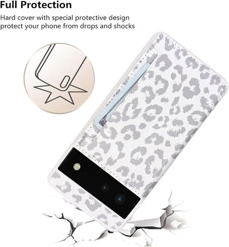 iCoverCase for Google Pixel 6 Case with Card Holder, Pixel 6 Wallet Phone Case for Women Men [RFID Blocking] PU Leather Protective Wallet Case for Pixel 6 (Gray Leopard) in Saudi Arabia