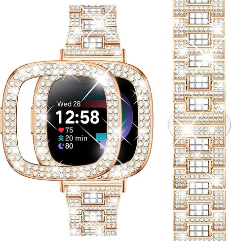 Dsytom Bling Bands Women Compatible for Fitbit Versa 4/3, Sense 2, Sense in Kuwait