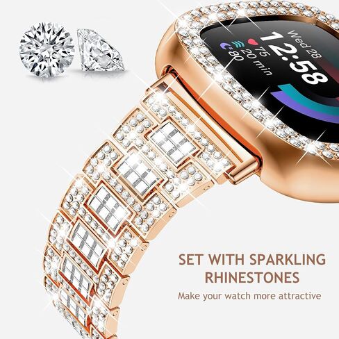 Dsytom Bling Bands Women Compatible for Fitbit Versa 4/3, Sense 2, Sense in Kuwait