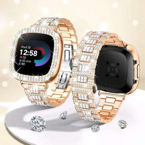 Dsytom Bling Bands Women Compatible for Fitbit Versa 4/3, Sense 2, Sense in Kuwait