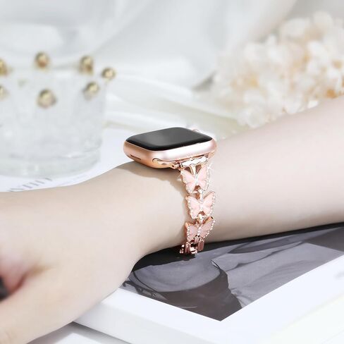 wipalor Butterfly Band for Apple Watch Bands 41mm 40mm 38mm for Women, Metal Dressy iWatch Bands 40mm Womens, Designer Cute Strap for Apple Watch Band Series 9 SE Series 8 7 6 5 4 3 2 1-Rose Gold in Saudi Arabia