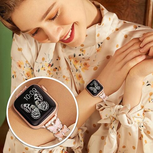 wipalor Butterfly Band for Apple Watch Bands 41mm 40mm 38mm for Women, Metal Dressy iWatch Bands 40mm Womens, Designer Cute Strap for Apple Watch Band Series 9 SE Series 8 7 6 5 4 3 2 1-Rose Gold in Saudi Arabia